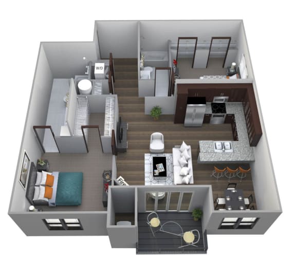 Jordan C3 one bedroom floor plan at 360 at Jordan West new luxury apartments Des Moines IA 50266