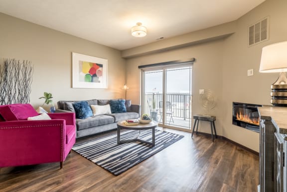 Living room with natural lighting at 360 at Jordan West