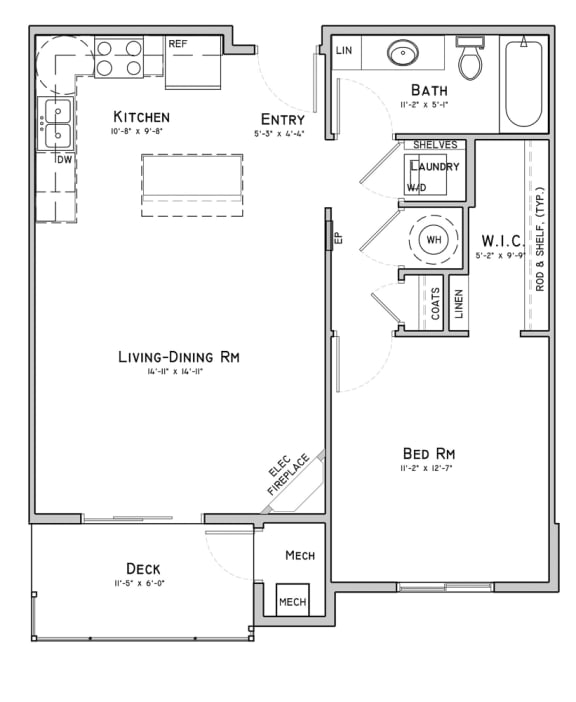 Unit B1-1 bedroom apartment at 360 at Jordan West best new apartments West Des Moines IA 50266