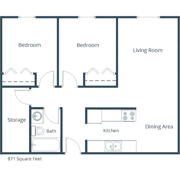Woodland Apartments | Two Bedroom Floor Plan A