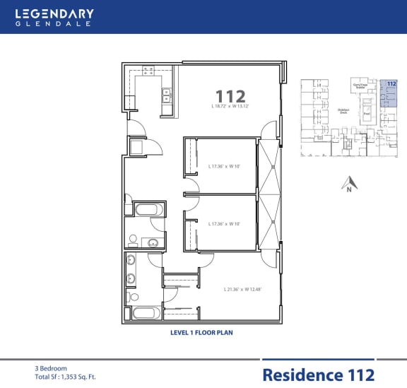 Floor Plan 112, Apartments in Glendale, California, Legendary Glendale