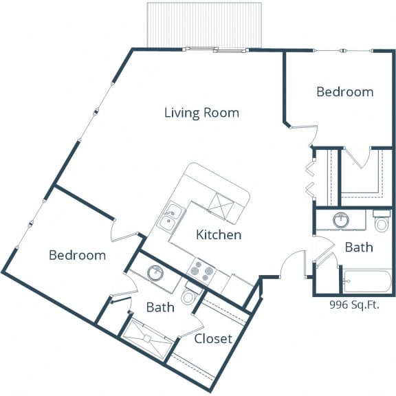 East Bridge Apartments | Two Bedroom Floor Plan A