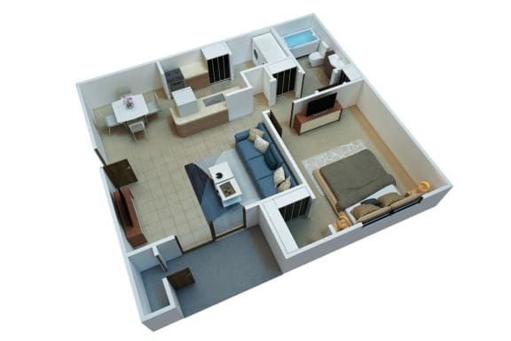 1 Bed 1 Bath Floor Plan at Champions Walk Apartment Homes, Florida
