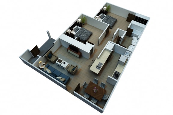2 Bed 1 Bath Floor Plan at Champions Walk Apartment Homes, Bradenton