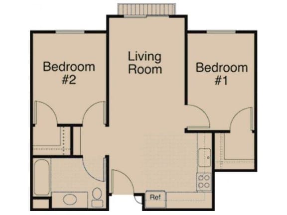 Two Bedroom Floor Plan l Canyon Country Senior Apartments in Santa Clarita, Ca