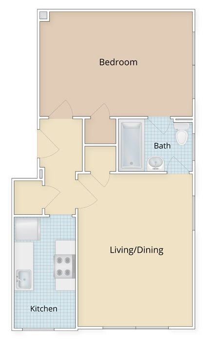 1 Bedroom 1 Bath Floor Plan at 4115 Wisconsin, Washington, DC