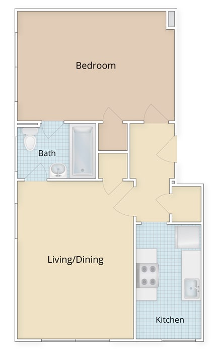 Medium One Bedroom Floor Plan at 4115 Wisconsin, Washington, DC, 20016