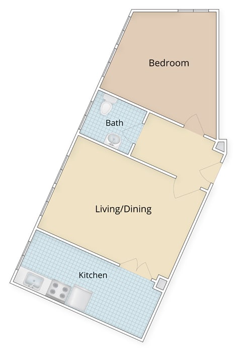 One Bedroom Floor Plan at 4115 Wisconsin, Washington