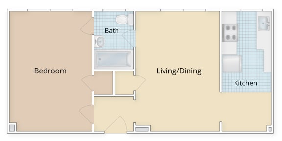 1 Bedroom 1 Bath Floor Plan at 4115 Wisconsin, Washington, 20016