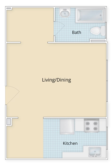0 Bed 1 Bath Floor Plan at 4115 Wisconsin, Washington, 20016