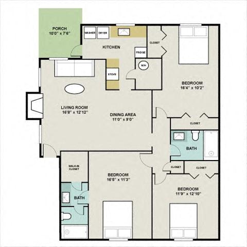 THE QUIL Floor Plan at Huntington Apartments, Morrisville, NC