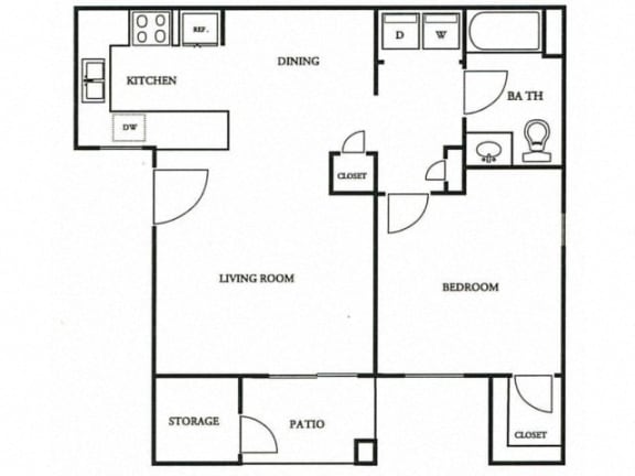 One Bedroom Floorplan at The Colony Apartments, Casa Grande, 85122
