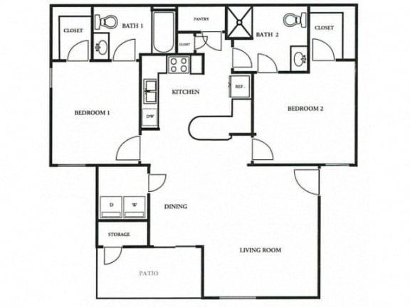 Two Bedroom Floorplan at The Colony Apartments, Arizona, 85122