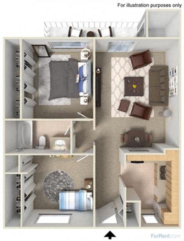 Floorplan at Fountain Plaza Apartments, Tucson, AZ