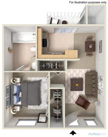 Floorplan at Fountain Plaza Apartments, AZ, 85712