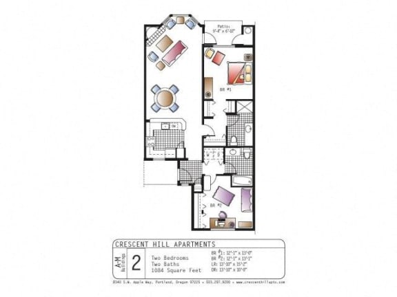 a floor plan of a bedroom apartment