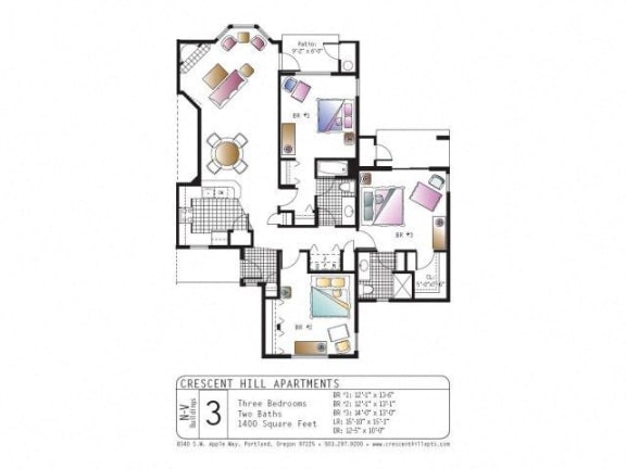 a floor plan of a house with bedrooms and a bathroom