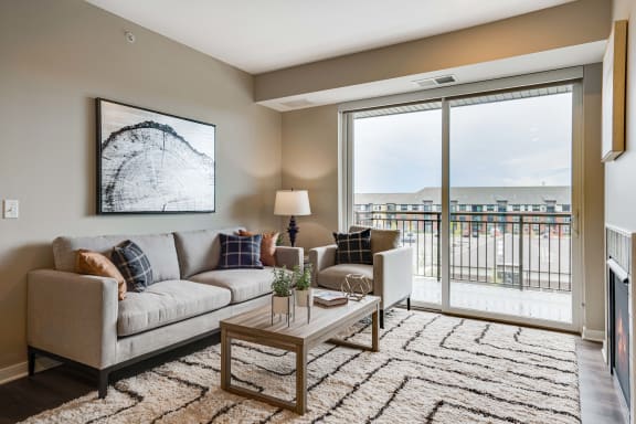 Living room of 2 bedroom apartment for rent at Ascend at Woodbury best apartments Woodbury MN 55129