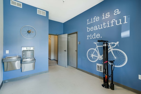 Bicycle repair station available for resident use at Ascend at Woodbury in Woodbury, MN