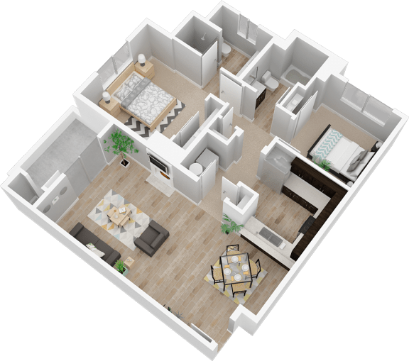 Two bedroom Floor Plan l Park Place Apartments in Reno, NV