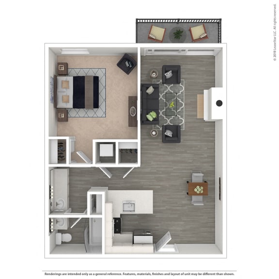 Studio 1 bath A at The Meadows Apartments, California