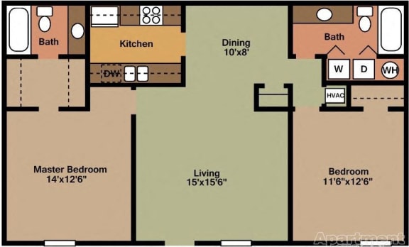  Floor Plan Two Bed - Two Bath