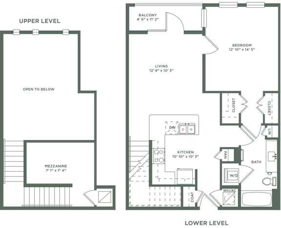 1 Bed 1 Bath A6M Floor Plan at The Baldwin at St. Paul Square, San Antonio, Texas