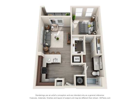 1 Bed 1 Bath A2/A2ST Floor Plan at The Baldwin at St. Paul Square, Texas, 78205