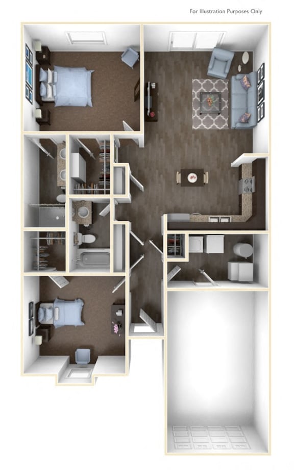 Floor Plan  Tulip duplex 2 Bed 2 Bath 1,068 Sq.Ft. at Regency Preserve, Avon, IN 46123
