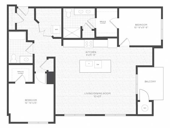 Bedford floor plan  at Keva Flats, Pennsylvania, 19341