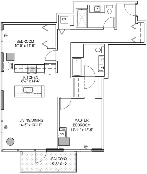Two Bedroom b6 Floor Plan at One 333, Illinois