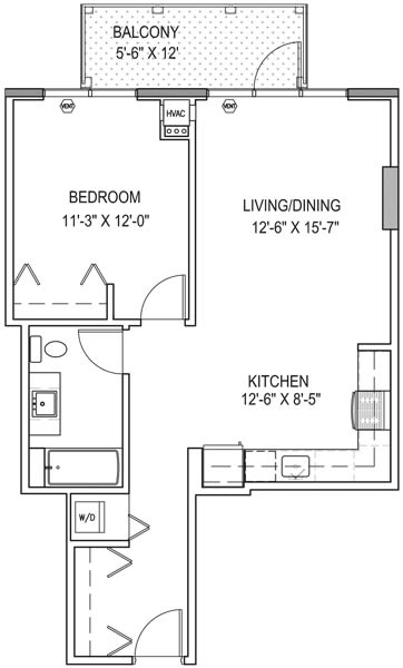 One Bedroom a9 Floor Plan at One 333, Chicago, 60605