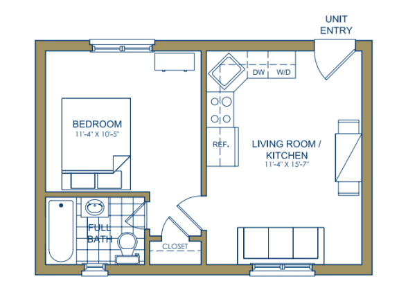 1 bedroom floor plan