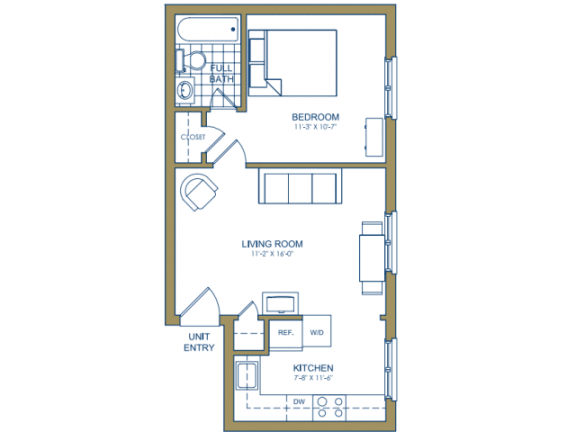 1 bedroom floor plan