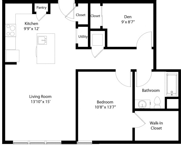 The Mastlight Floorplan Layout One Bedroom Den Mastlight One Bedroom with Den Floor Plan Layout