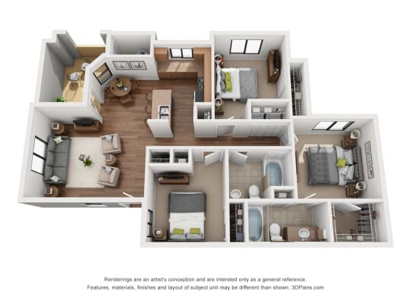 The Salerno | 3 Bedroom 2 Bathroom Apartment Homes in PHX AZ 85323 | 1,174 sq. ft.