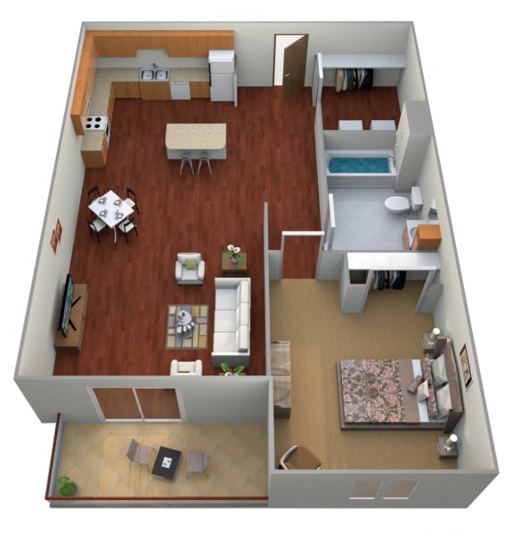 1 Bed 1 Bath Floor Plan at Paraiso Estates, Sauk Rapids, 56379