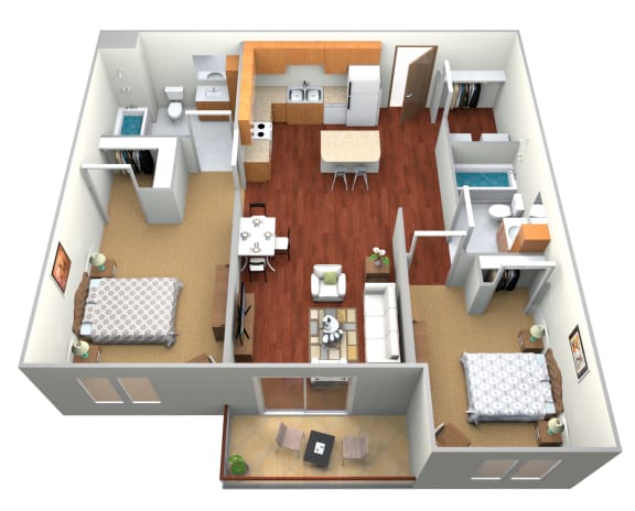 2 Bed 2 Bath Floor Plan at Paraiso Estates, Sauk Rapids, Minnesota