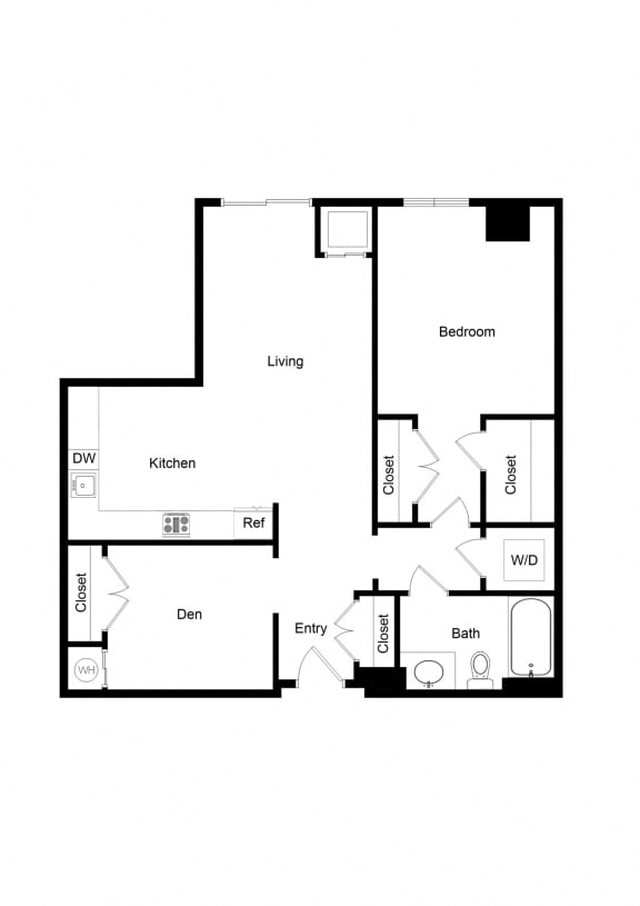 Floor Plan  1x1 Den AD02-1 Floor Plan