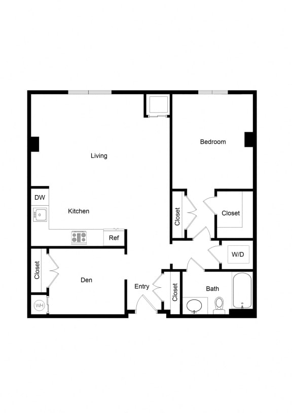 1x1 Den AD02C-1 Floor Plan