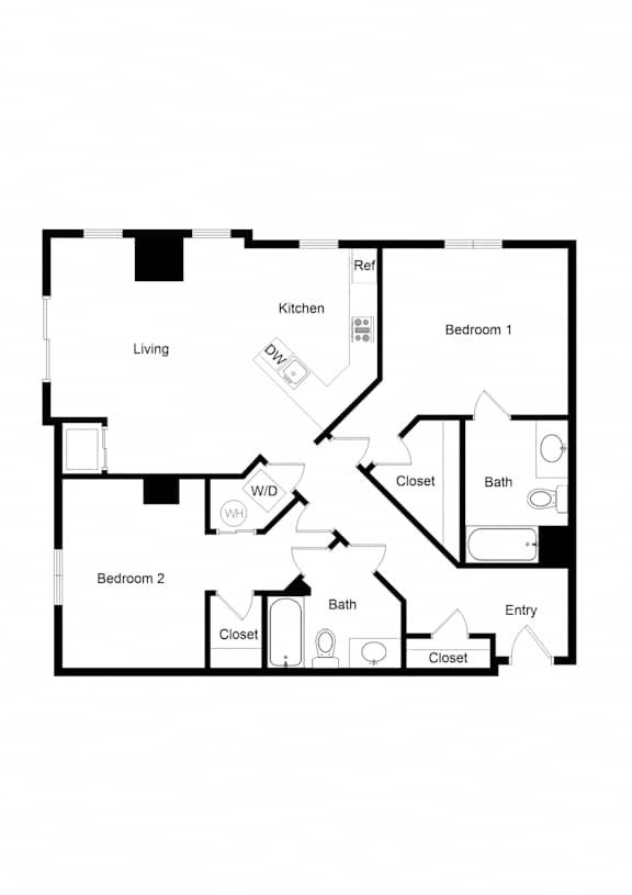 2x2 B02C-1 Floor Plan