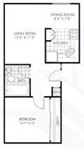 Floor Plan  Sagewood Gardens Apartments for rent 1x1 rentals in Haceinda Heights ca
