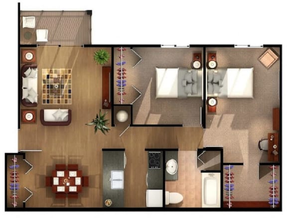 Floor Plan Two Bedroom One Bathroom