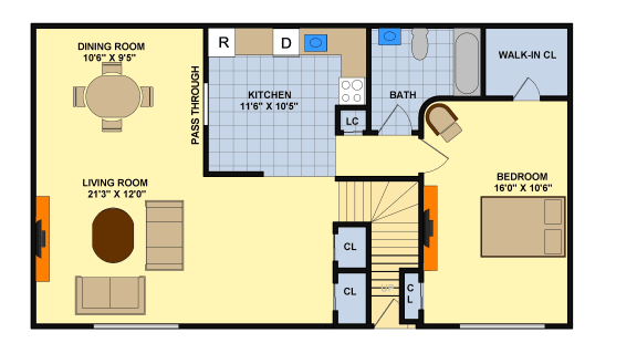 One Bedroom (Upstairs) One Bedroom (Upstairs) at Brookwood at Sayville, New York