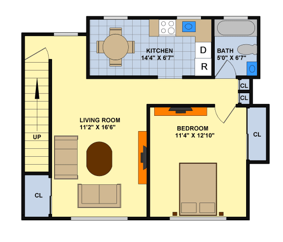1 bedroom floorplan image