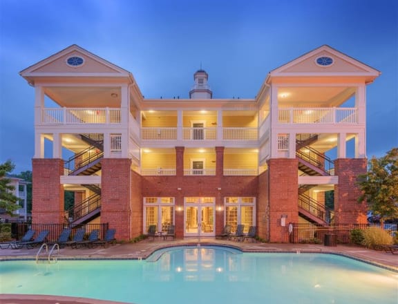 Twilight Pool View at Rose Heights Apartments, Raleigh