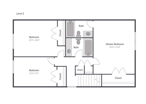 3 Bed 2.5 Bath Townhome Floor Plan at The Brook at Columbia, Columbia, Maryland