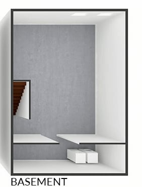 basement floor plan of three bedroom townhome