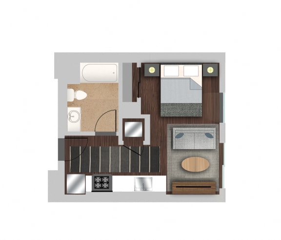 Efficiency 1 Floor Plan at Berkshire K2LA, California, 90005