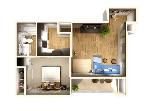 Harbor Cliff Apartments 1 Bedroom Apartment Floor Plan
